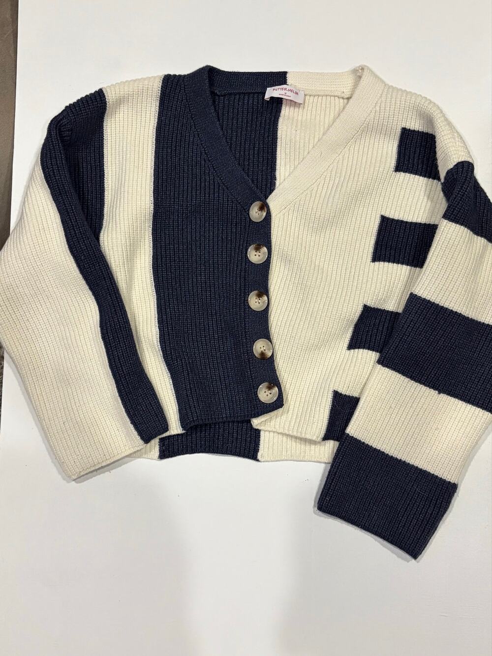 Buttermelon Blue and White Striped Cardigan Size Medium